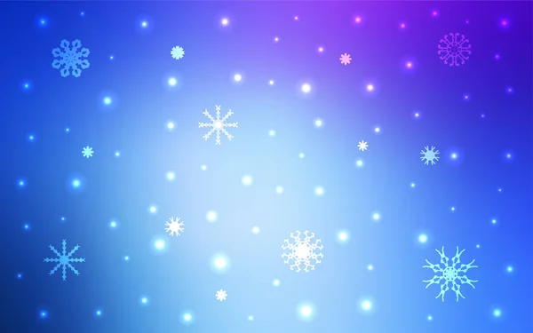 浅粉色 蓝色矢量盖有美丽的雪花 装饰闪亮插图与雪抽象模板 横幅的新年设计 — 图库矢量图片