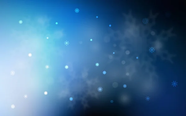 Texture Vectorielle Bleu Foncé Avec Flocons Neige Colorés Neige Sur — Image vectorielle