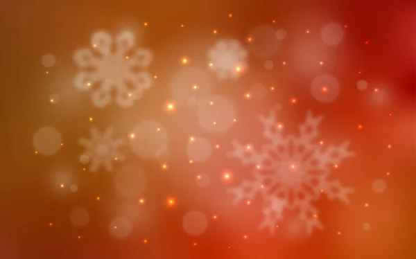 浅橙色矢量纹理与彩色雪花 圣诞节风格的雪装饰设计模糊 该模式可用于新年传单 — 图库矢量图片