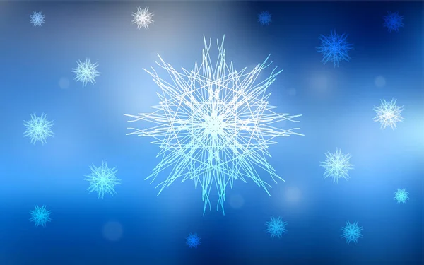 Licht Blauwe Vector Achtergrond Met Sneeuwvlokken Xmas Sneeuw Onscherpe Abstracte — Stockvector