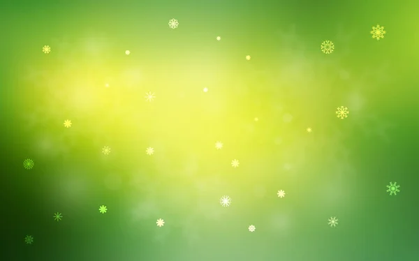 Ανοιχτό Πράσινο Κίτρινο Διανυσματικό Πρότυπο Νιφάδες Πάγου Λαμπερή Έγχρωμη Απεικόνιση — Διανυσματικό Αρχείο