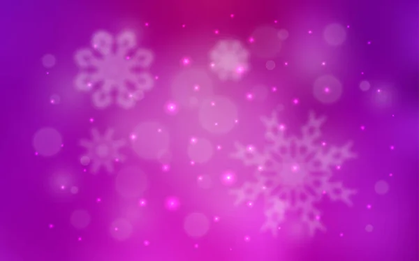 Jasny Różowy Wektor Wzór Christmas Płatki Śniegu Błyszczące Kolorowe Ilustracja — Wektor stockowy