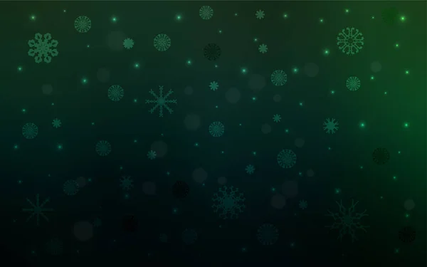 Plantilla Vector Verde Oscuro Con Copos Nieve Hielo Ilustración Abstracta — Vector de stock