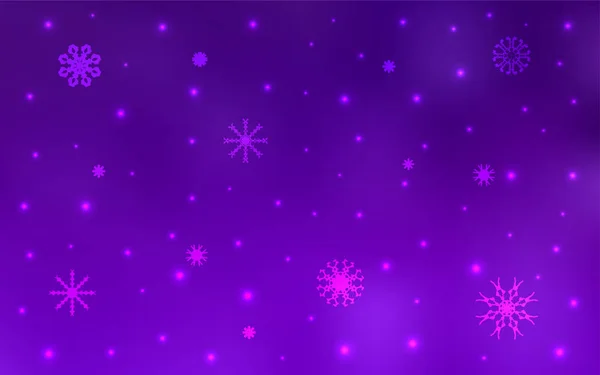 Dark Purple Pink Vector Cover Beautiful Snowflakes Shining Colored Illustration — Stock Vector