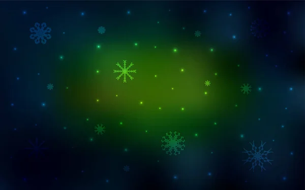 深绿色 黄色矢量盖有美丽的雪花 现代几何抽象插图与冰晶体 横幅的新年设计 — 图库矢量图片