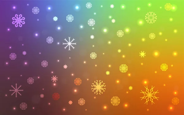 Fond Vectoriel Multicolore Clair Avec Flocons Neige Noël Illustration Abstraite — Image vectorielle