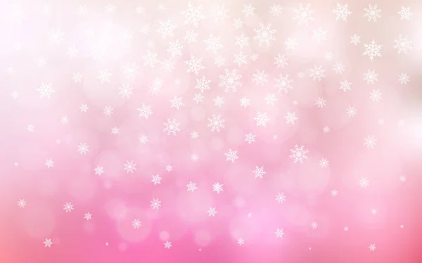 Светло Розовый Желтый Векторный Узор Снежинками Декоративная Сияющая Иллюстрация Снегом — стоковый вектор