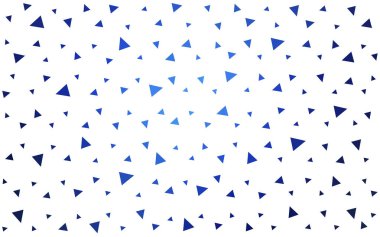 Beyaz zemin üzerinde küçük üçgenlerin açık mavi vektörü. Üçgenlerin soyut dokusunun tasviri. Pankart, poster ve kapak için desen tasarımı.