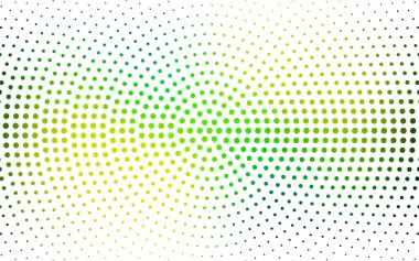 Koyu mavi, yeşil çevrelerinde oluşan illüstrasyon vektör. İşiniz için noktalı gradyan teması. Renkli noktalar ile noktalı resim tarzında yaratıcı geometrik arka plan.