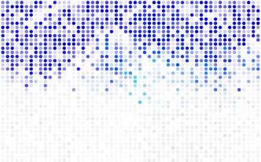 Renkli küreli açık turuncu vektör deseni. Beyaz arkaplanda yarım ton biçiminde tekrarlanan dairelerin geometrik örneği.