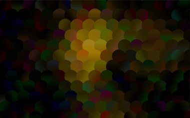 Açik kirmizi, çevrelerinde oluşan sarı vektör çizim. İşiniz için noktalı Gradyan teması. Renkli noktalar ile noktalı resim tarzında yaratıcı geometrik arka plan.