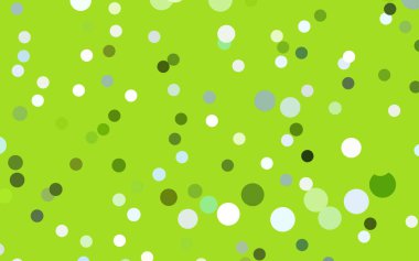 Açık yeşil, çemberli sarı vektör soyut deseni. İş tasarımınız için geometri şablonu. Renkli kürelerle arka plan.