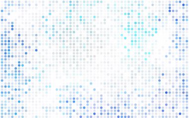 Koyu mavi, kırmızı renkli küreler desenle vektör. Noktalı resim tarzında beyaz arka plan üzerinde daireler yinelenen geometrik örnek.