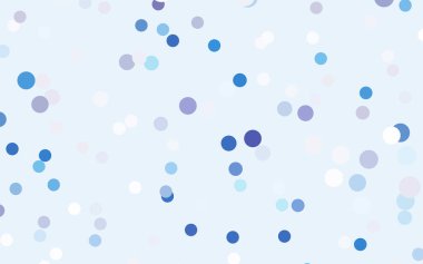 Açık pembe, renkli küreli mavi vektör deseni. Beyaz arkaplanda yarım ton biçiminde tekrarlanan dairelerin geometrik örneği.