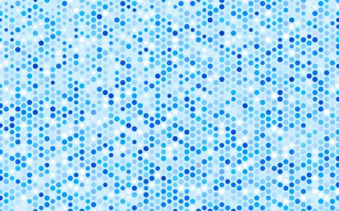 Çemberlerden oluşan hafif BLUE vektör çizimi. İşiniz için noktalı gradyan tasarımı. Renkli benekli yarım ton biçiminde yaratıcı geometrik arkaplan.
