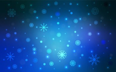 Xmas kar taneleri ile ışık mavi vektör arka plan. Bulanık dekoratif tasarım kar ile xmas tarzında. Desen-ebilmek var olmak kullanılmış için yeni yıl hazırlanan broşürler.