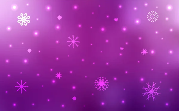 Hellrosa Vektormuster Mit Weihnachtlichen Schneeflocken Dekorative Leuchtende Illustration Mit Schnee — Stockvektor
