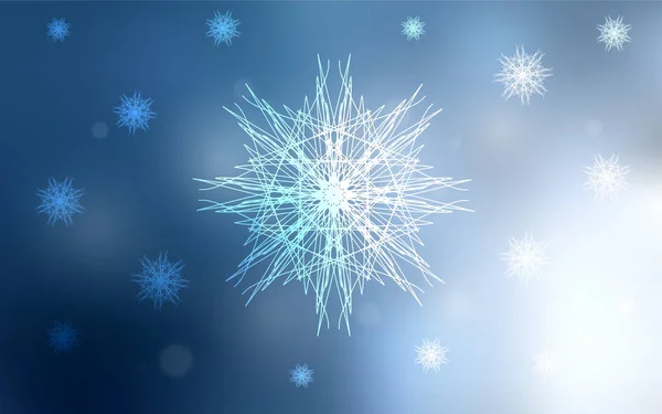 浅蓝色向量模板与冰雪花 闪光抽象例证与冰的结晶 该模式可用于新年传单 — 图库矢量图片