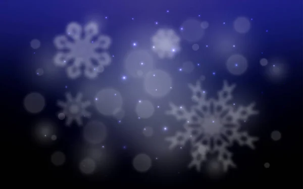 Dunkelblaues Vektormuster Mit Weihnachtlichen Schneeflocken Glitzernde Abstrakte Illustration Mit Eiskristallen — Stockvektor