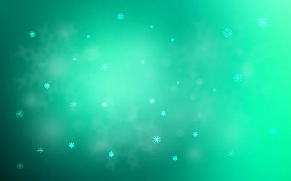 Светло Зеленый Векторный Рисунок Снежинками Декоративная Сияющая Иллюстрация Снегом Абстрактном — стоковый вектор
