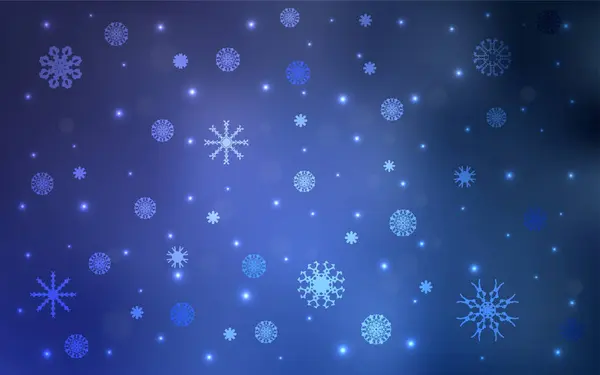 Light Blue Vector Cover Beautiful Snowflakes Shining Colored Illustration Snow — Stock Vector