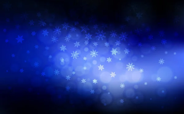 Layout Vetorial Blue Escuro Com Flocos Neve Brilhantes Glitter Ilustração —  Vetores de Stock