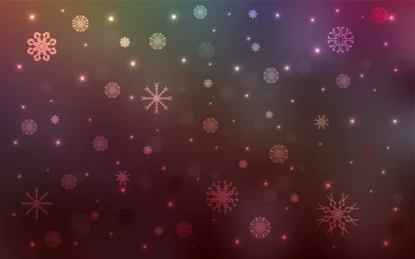 Modèle Vectoriel Multicolore Foncé Avec Flocons Neige Noël Illustration Brillante — Image vectorielle