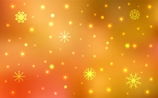 Luz Naranja Cubierta Vectores Con Hermosos Copos Nieve Diseño Decorativo — Vector de stock