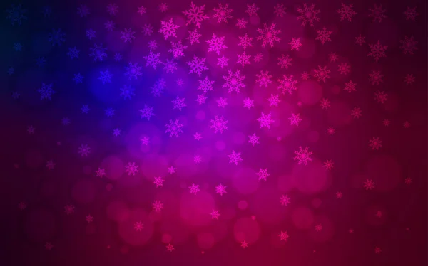深粉红色 蓝色矢量布局与明亮的雪花 闪亮的彩色插图与雪在圣诞节风格 该模式可用于新年广告 小册子 — 图库矢量图片
