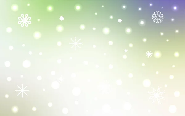 Işık Yeşil Vektör Şablonu Buz Kar Taneleri Kristalleri Ile Glitter — Stok Vektör