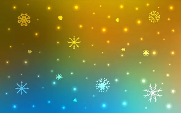 Azzurro Sfondo Vettore Giallo Con Fiocchi Neve Natale Illustrazione Colori — Vettoriale Stock