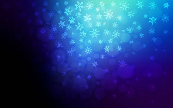 Темно Синее Векторное Покрытие Красивыми Снежинками Сияющая Цветная Иллюстрация Снегом — стоковый вектор