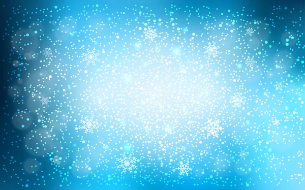クリスマス雪の結晶の光青いベクトルの背景 雪のクリスマス スタイルでぼやけた装飾的なデザイン 新年の広告 ポスター バナーのデザイン — ストックベクタ