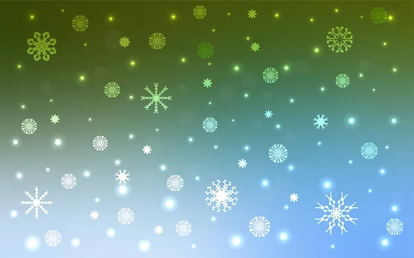 Bleu Clair Motif Vectoriel Vert Avec Flocons Neige Noël Illustration — Image vectorielle