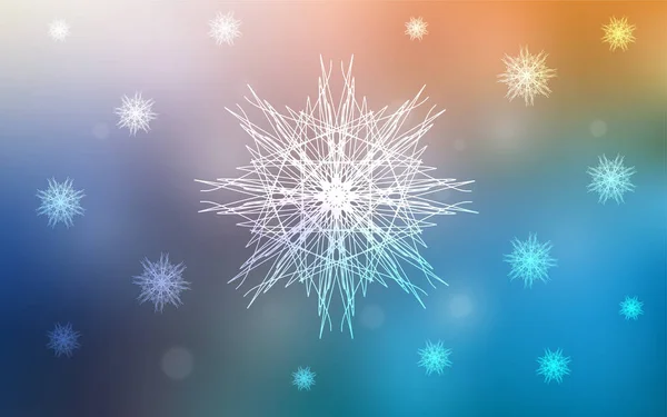 Light Blue Yellow Vector Template Ice Snowflakes Glitter Abstract Illustration — Stock Vector