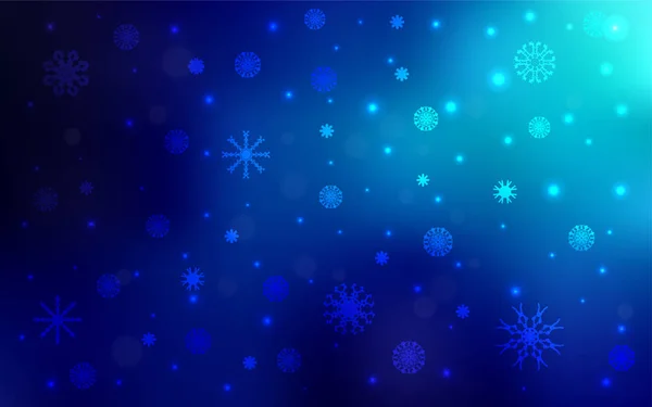 Donker Blauwe Vector Achtergrond Met Sneeuwvlokken Xmas Sneeuw Onscherpe Abstracte — Stockvector