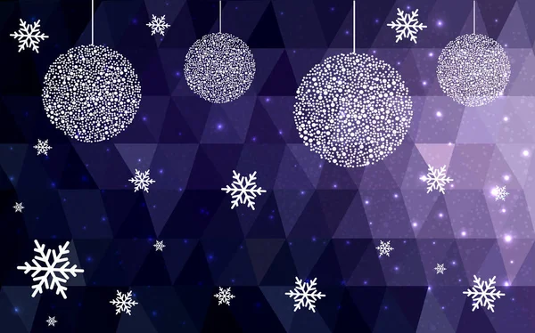 深紫色向量圣诞节多边形背景 由带有雪花的三角形组成的低多边形插图 无缝的新年庆典背景 — 图库矢量图片