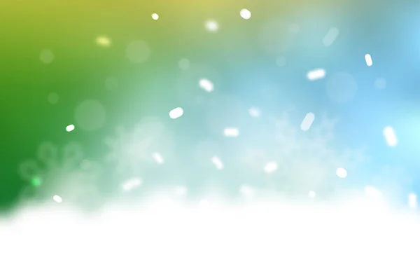 Светло Голубой Зеленый Векторный Узор Снежинками Сияющая Цветная Иллюстрация Снегом — стоковый вектор