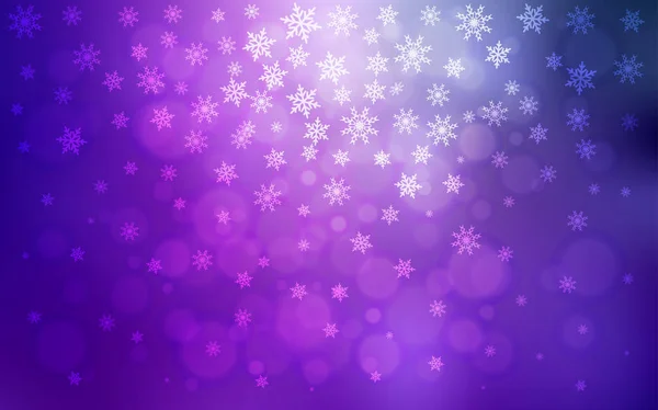 Light Purple Pink Vector Texture Colored Snowflakes Decorative Shining Illustration — Stock Vector