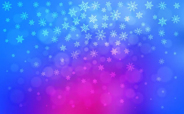 Hellrosa Blaue Vektortextur Mit Farbigen Schneeflocken Dekorative Leuchtende Illustration Mit — Stockvektor