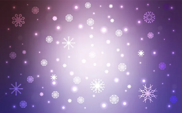 Светло Фиолетовая Векторная Текстура Цветными Снежинками Сияющая Цветная Иллюстрация Снегом — стоковый вектор