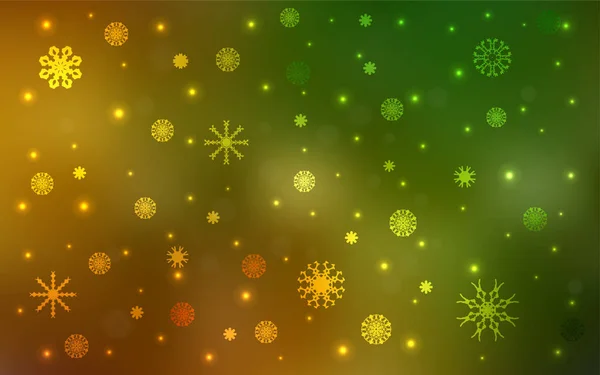 Σκούρο Πράσινο Κίτρινο Διάνυσμα Κάλυψη Όμορφες Νιφάδες Χιονιού Σύγχρονα Γεωμετρικά — Διανυσματικό Αρχείο