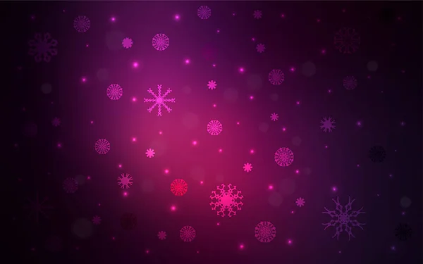 Tapa Vectorial Rosa Oscuro Con Hermosos Copos Nieve Nieve Sobre — Vector de stock