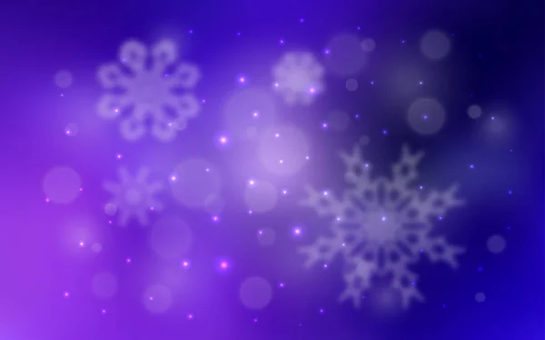 深粉色 蓝色矢量盖有美丽的雪花 闪亮的彩色插图与雪在圣诞节风格 横幅的新年设计 — 图库矢量图片