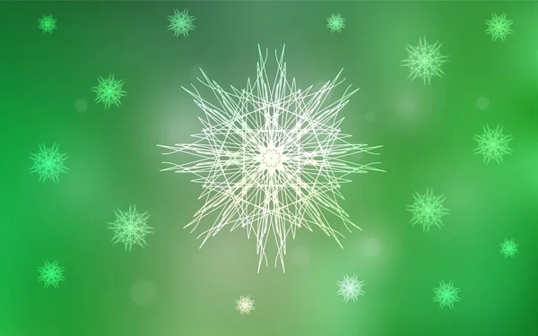 Mise Page Vectorielle Vert Clair Avec Des Flocons Neige Lumineux — Image vectorielle