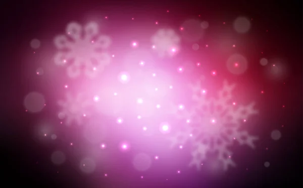 Fundo Vetor Rosa Escuro Com Flocos Neve Xmas Glitter Ilustração — Vetor de Stock