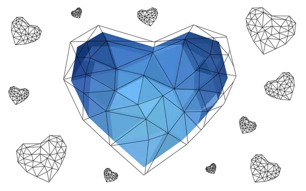 Mavi Vektör Soyut Glitter Kalp Şekli Aşk Kavramı Içinde Beyaz — Stok Vektör