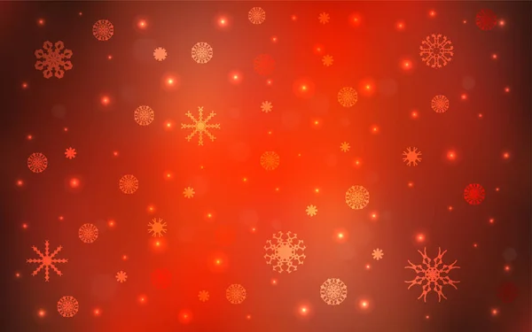 Cubierta Vectores Rojo Claro Con Hermosos Copos Nieve Nieve Sobre — Archivo Imágenes Vectoriales