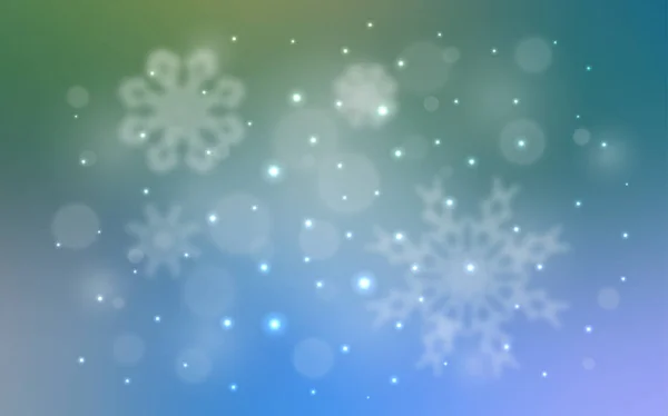 Hellblauer Vektorhintergrund Mit Weihnachtsschneeflocken Glitzernde Abstrakte Illustration Mit Eiskristallen Das — Stockvektor