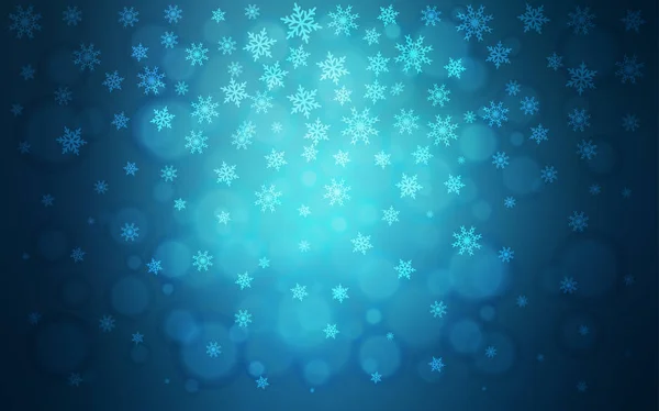 Light Blue Vector Cover Beautiful Snowflakes Blurred Decorative Design Xmas — Stock Vector